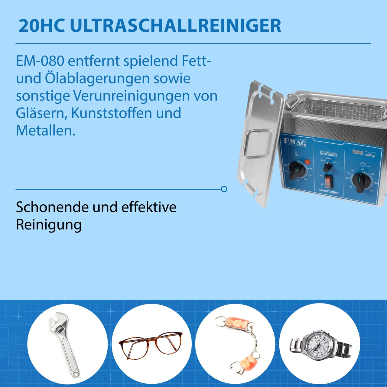 Emmi-20 HC Ultraschallreiniger aus Edelstahl