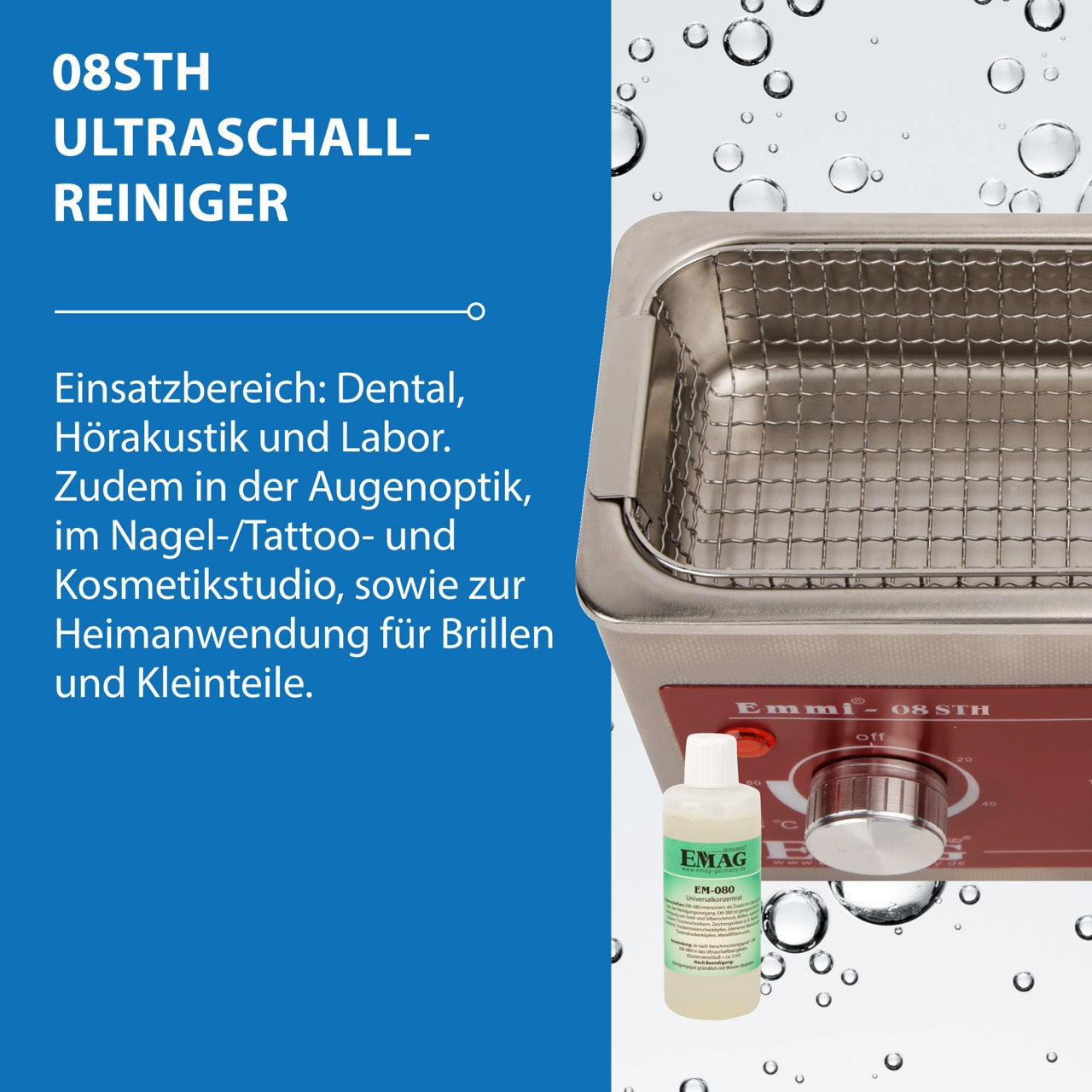 Emmi-08 STH Ultraschallreiniger aus Edelstahl mit Heizung