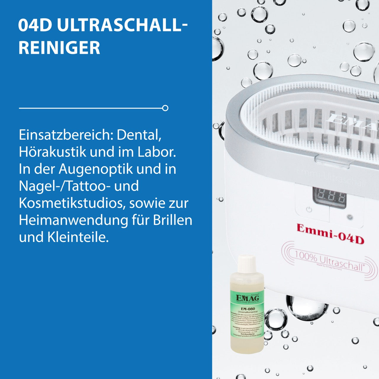 Emmi-04D Ultraschallreiniger mit Edelstahlwanne
