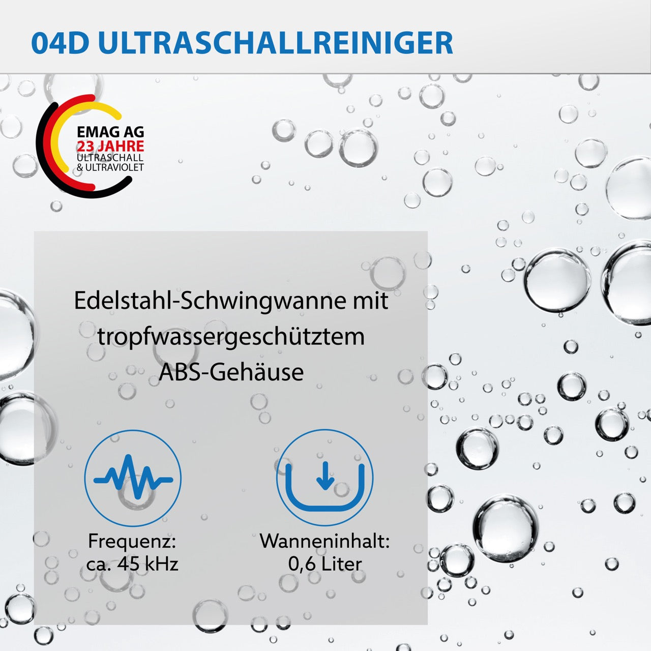 Emmi-04D Ultraschallreiniger mit Edelstahlwanne