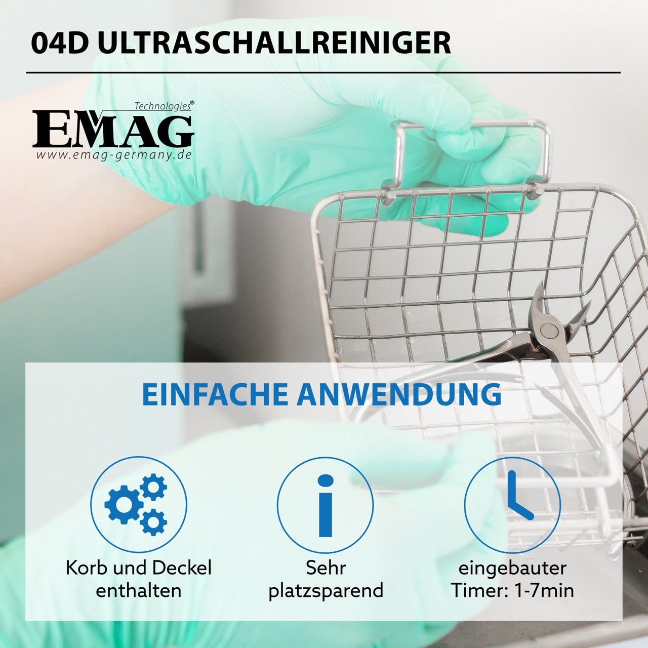 Emmi-04D Ultraschallreiniger mit Edelstahlwanne