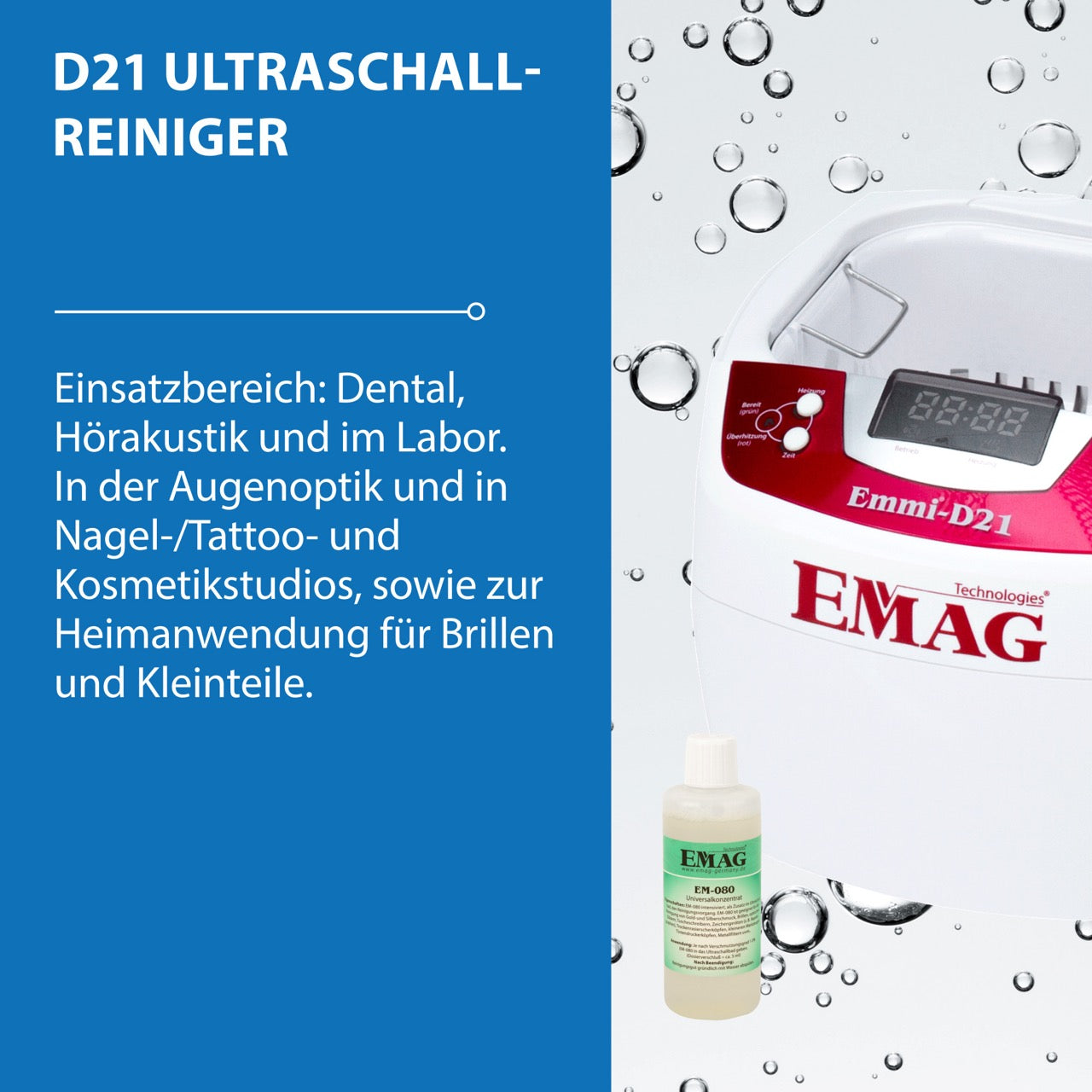 Emmi-D21 Ultraschallreiniger mit Edelstahlwanne