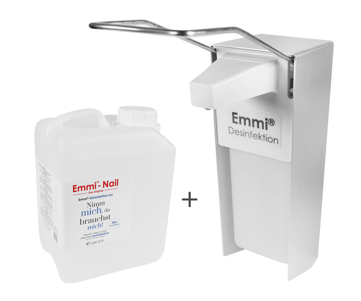 Emmi-Nail Desinfektionsspender Aluminium 1000ml + Desinfektionsmittel 2500ml