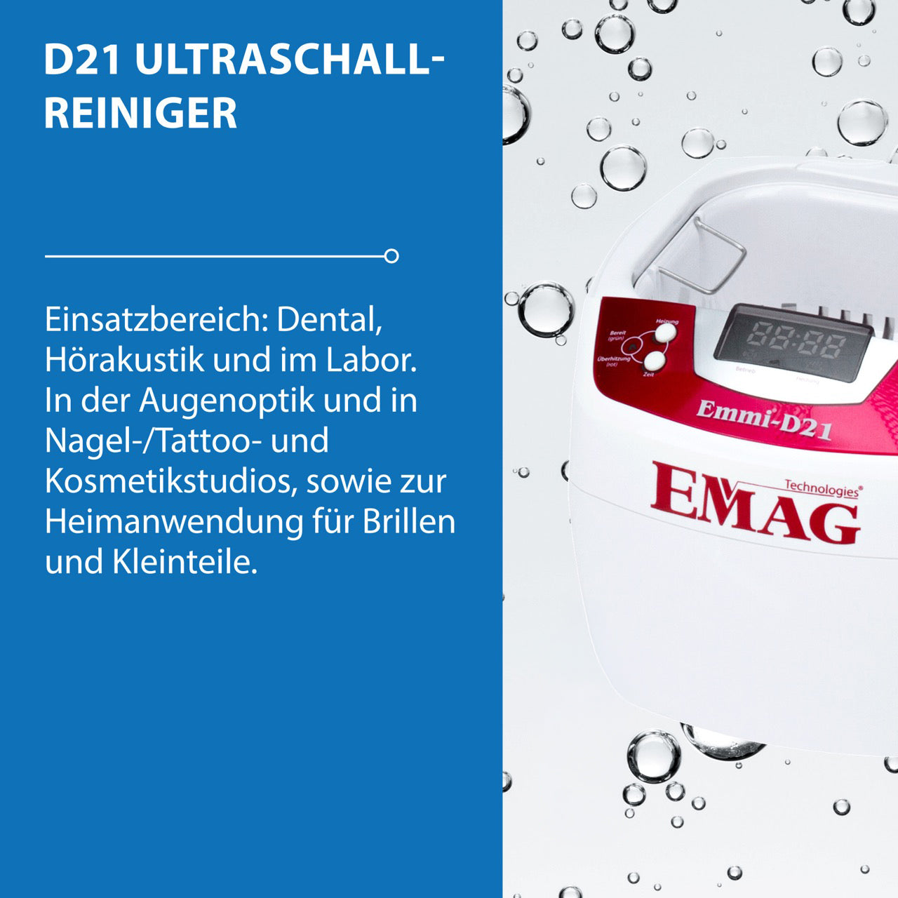 Emmi-D21 Ultraschallreiniger mit Edelstahlwanne