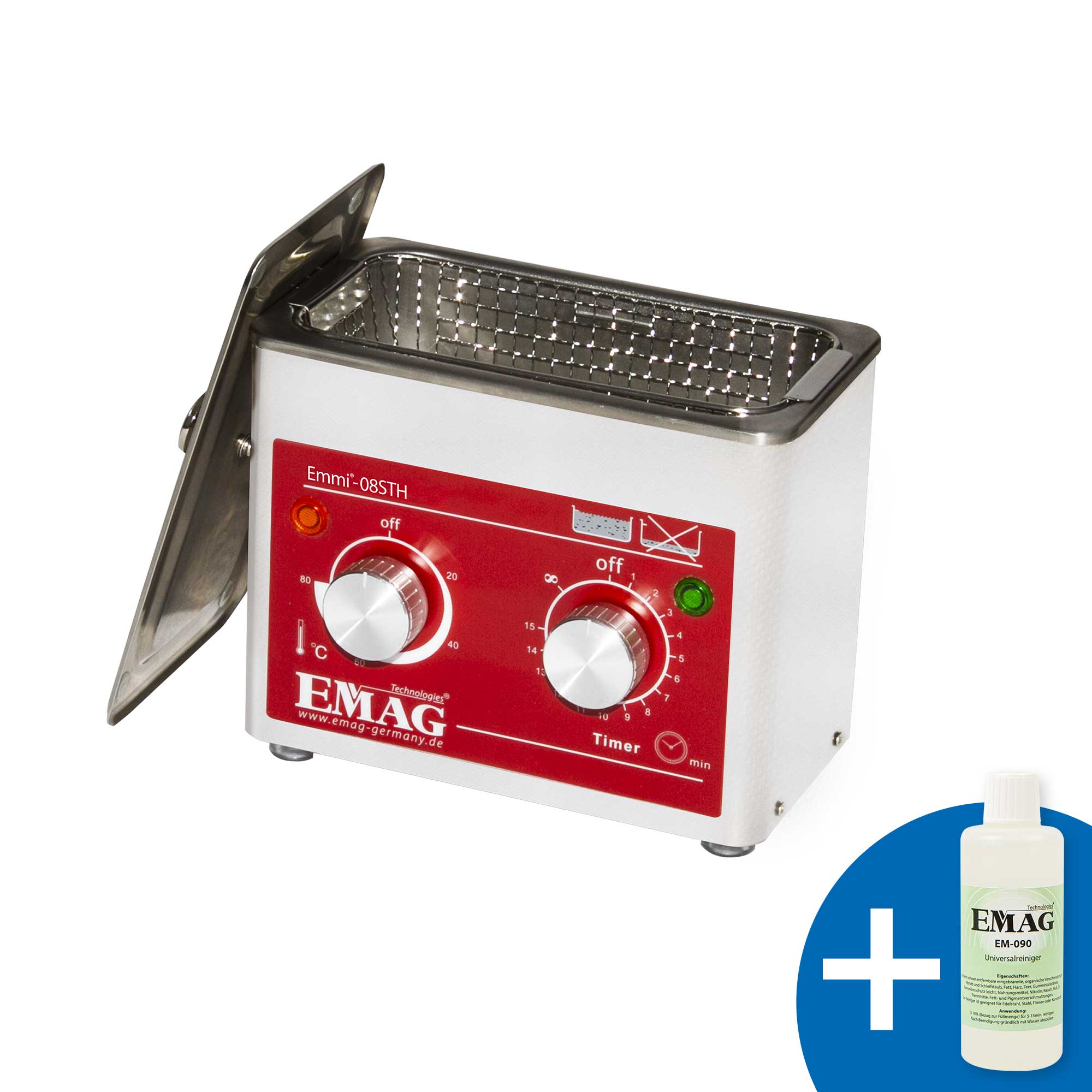 Emmi-08 STH Ultraschallreiniger aus Edelstahl mit Heizung