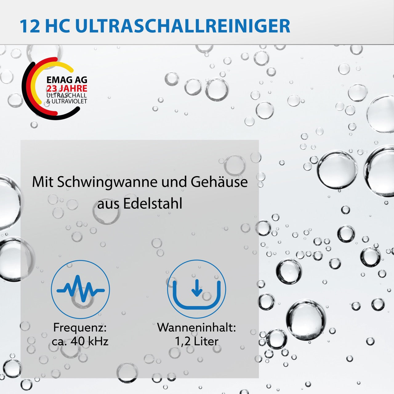 Emmi-12 HC Ultraschallreiniger aus Edelstahl