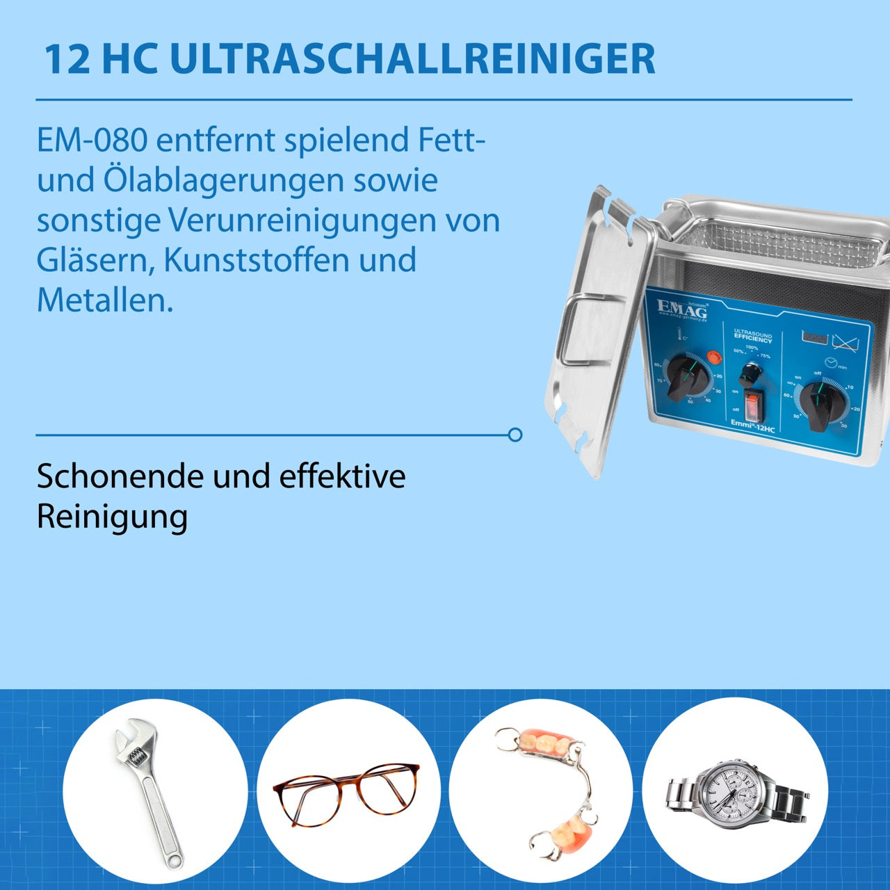 Emmi-12 HC Ultraschallreiniger aus Edelstahl