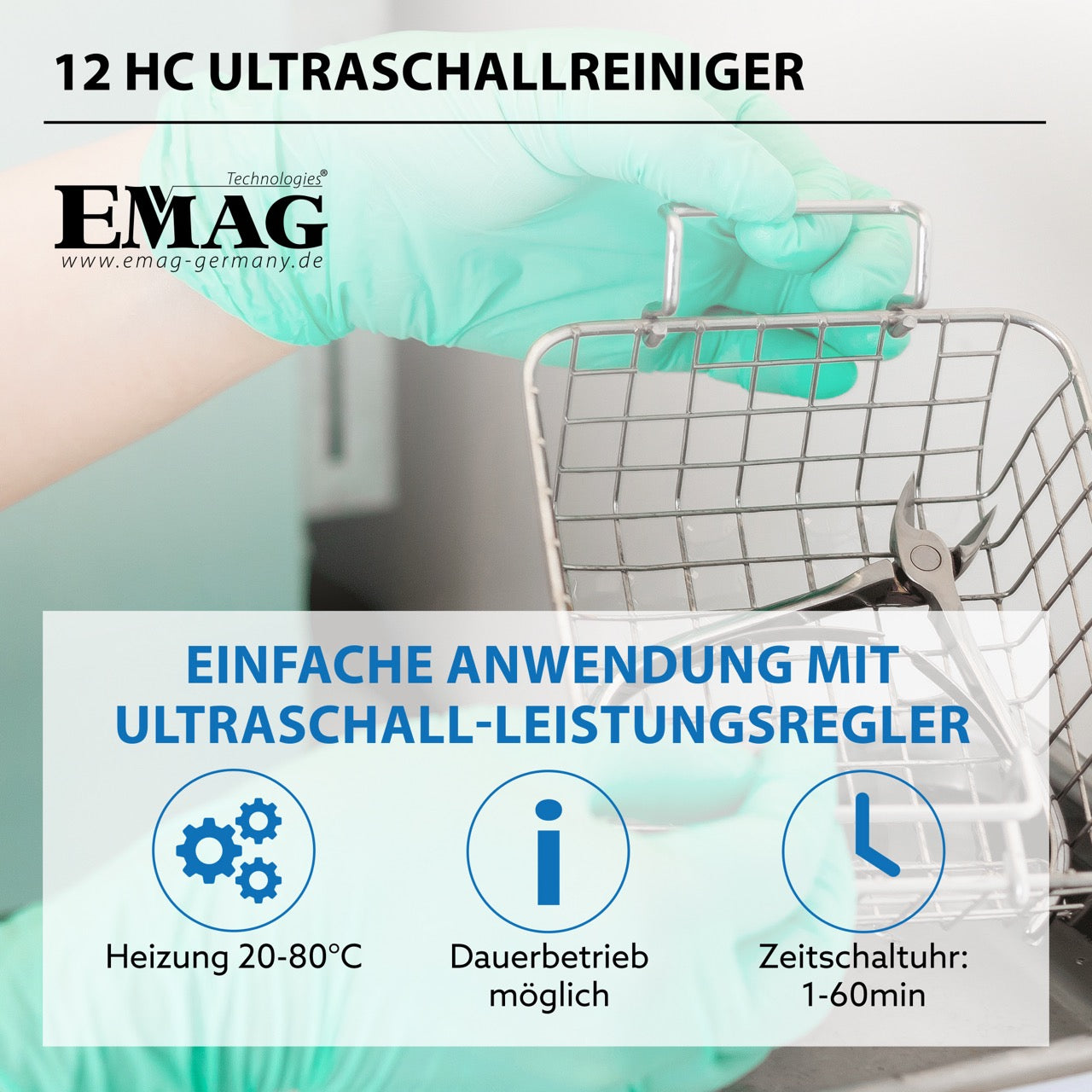 Emmi-12 HC Ultraschallreiniger aus Edelstahl