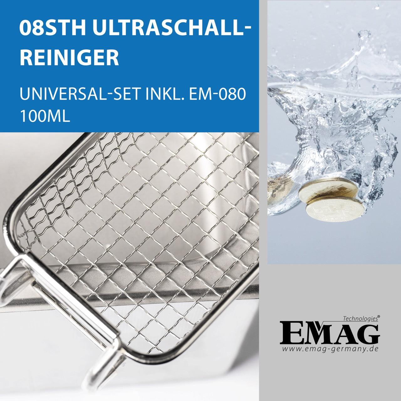 Emmi-08 STH Ultraschallreiniger aus Edelstahl mit Heizung