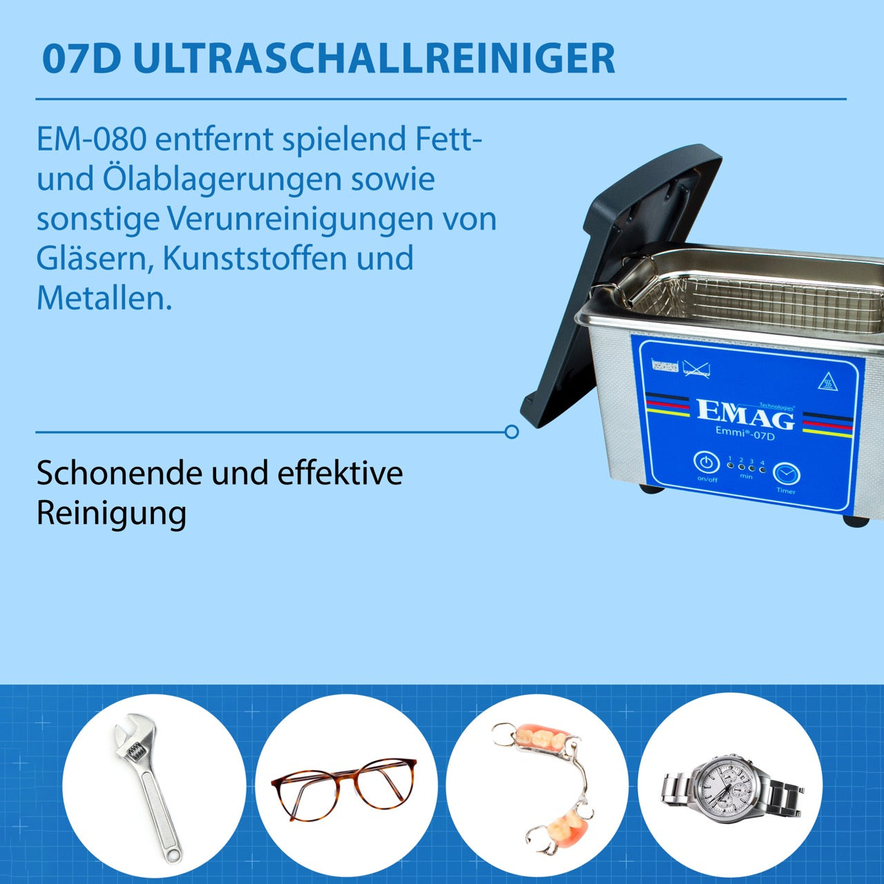 Emmi-07D Ultraschallreiniger aus Edelstahl