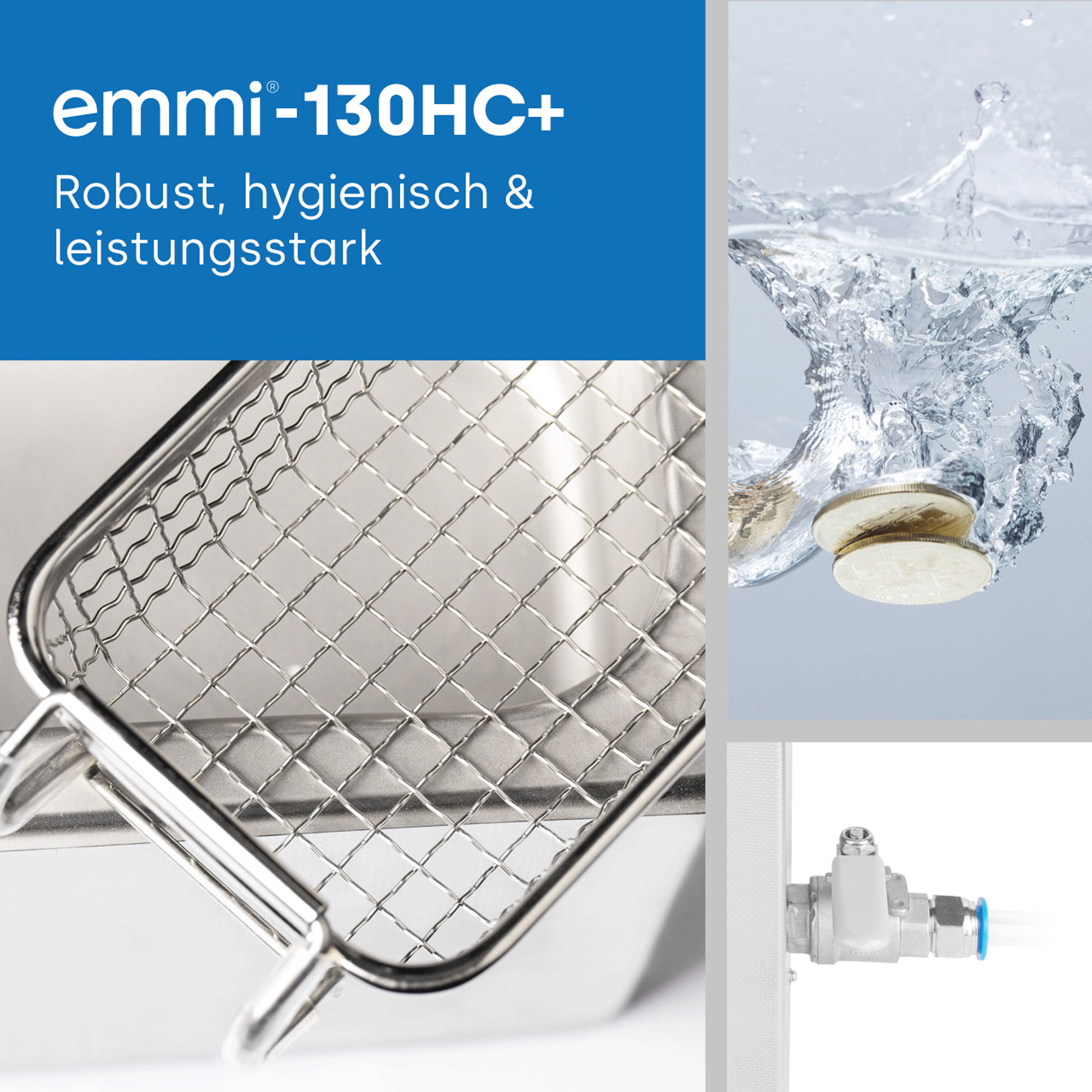 Appareil de nettoyage par ultrasons EMAG Emmi-800 HC avec robinet de vidange